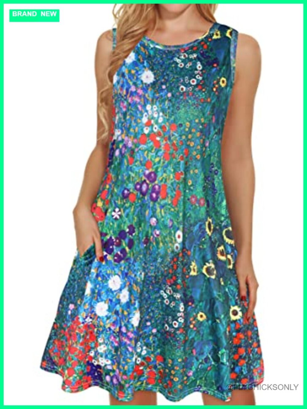 Women's Casual Sleeveless Loose Sundress with Pockets